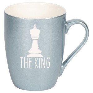 100 North Chess Game 10 Ounce Frosted Blue Metallic Finish, Comfortably Fits Your Hands, New Bone China Coffee Tea Cup Mug, The King - 1 of 1