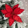 Northlight Glittered Poinsettia Christmas Floral Pick Clip-On Ornament - 10" - Red - 2 of 4
