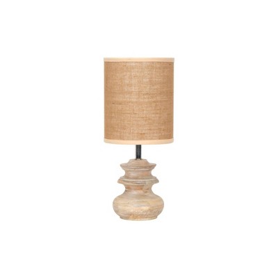 Small Bleached Mango Wood Table Lamp with Jute Shade - 3R Studios