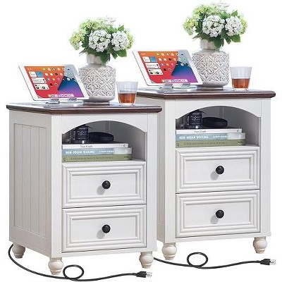 GYIIYUO 18" Wood Nightstand, Bedside End Table with Storage and Roman Column, Bed Side Tables Cabinet Dresser for Bedroom, Living Room