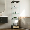 KTMBDW Glass Display Cabinet 4-Shelf with Door and Lock, Curio Cabinets Tempered Glass Floor Standing Bookshelf with Drawer for Bedroom, Living Room - 4 of 4