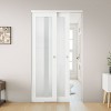 SMARTSTANDARD 78.58 in. Height Tempered 1-Panel Frosted Glass White Wardrobe Sliding Closet Door with Hardware Kit - 2 of 4