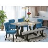 HomeStock 6-Piece Natural Oak Finish Solid Wood Top dining Table with 1-Bench and 4-Chairs - 2 of 4