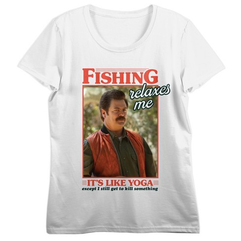 Parks & Recreation Ron Swanson Fishing Relaxes Me Crew Neck Short