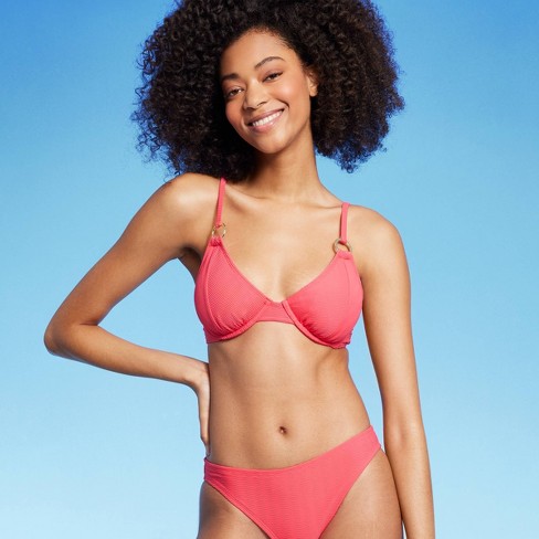 Women's Shirred Cup Continuous Underwire Bikini Top - Shade & Shore™ Pink  34A