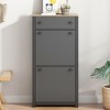 TIRAMISUBEST Functional Entryway Organizer with 2 Flip Drawers, Shoe Cabinet with Drawer, Free Standing Shoe Rack with Adjustable Panel - 2 of 4