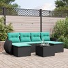 vidaXL 7 Piece Patio Sofa Set with Cushions Black Poly Rattan - Black and Blue With Table - 2 of 4