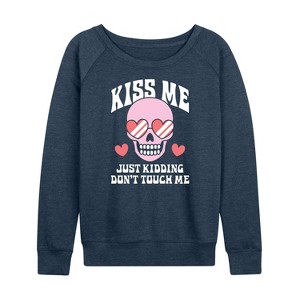 Women's - Instant Message - Valentine's Day Kiss Me Just Kidding Lightweight French Terry Slouchy - 1 of 4