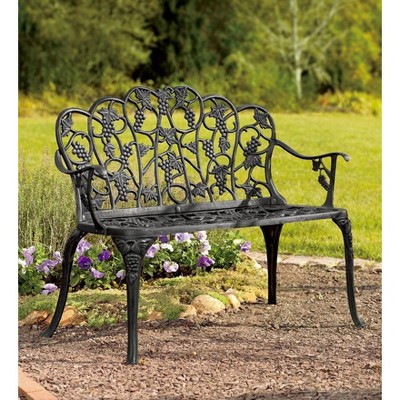 Plow & Hearth Grapevine Garden Bench in Powder-Coated Aluminum Black