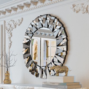 31.5in Artloge Round Silver Wall Mirror Luxury Decorative Wall Mirrors - 1 of 4
