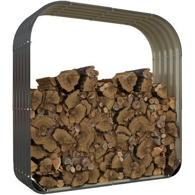 Galvanized Steel Shed Firewood Storage Rack, 4.7' x 1.4' x 4.7' Log Holder Storage Shed with Rubberized Edge for Easy Assembly