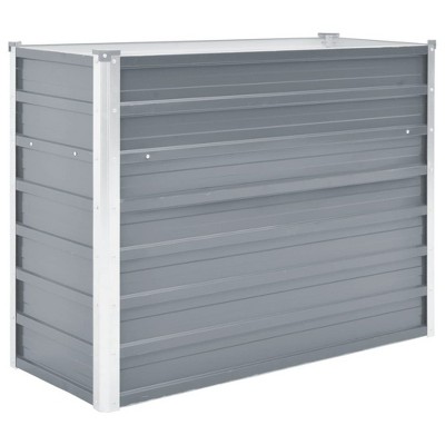 vidaXL Raised Garden Bed Galvanized Steel Outdoor Planter Gray