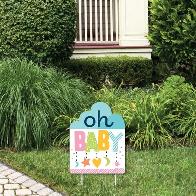 Big Dot of Happiness Colorful Baby Shower - Outdoor Lawn Sign - Gender Neutral Party Yard Sign - 1 Piece