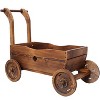Bella Depot 21.2''H Decorative Wagon Cart Plant Flower Pot Stand Wooden Raised Garden Planter Box - 2 of 4