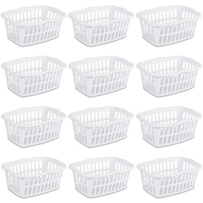 Sterilite 1.5 Bushel Rectangular Laundry Basket, Plastic, Classic Design for Carrying Clothes to and from the Laundry Room, White