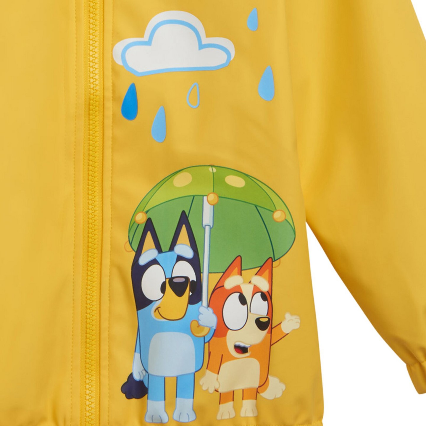 Детская куртка Bluey Boy or Girl Graphic Zip-Up Hooded Rain Jacket Yellow, цвет: Жёлтый — фото 4