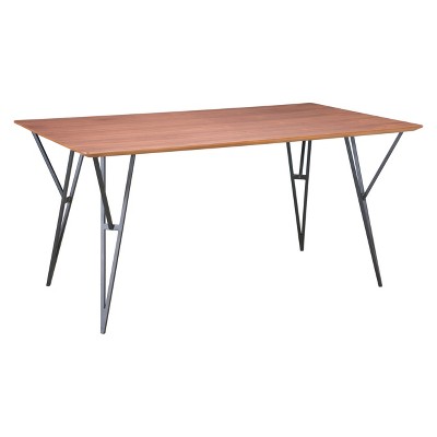 63" Modern Rectangular Dining Table Walnut/Black - ZM Home