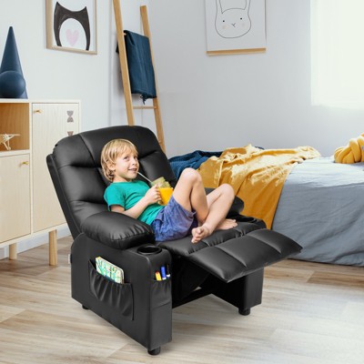 Infans Kids Youth Recliner Chair PU Leather w/Cup Holders & Side Pockets