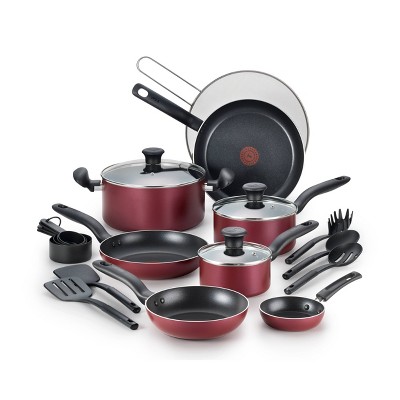 T-fal Initiatives 20pc Nonstick Cookware Set Red