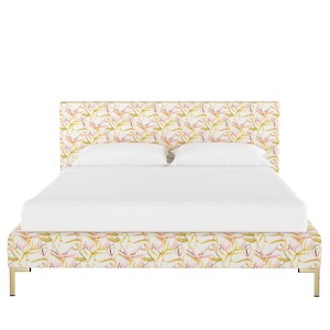 Platform Twin Bed Tropical Grass Pink/Cream - Opalhouse , Pink & Ivory Tropical Green