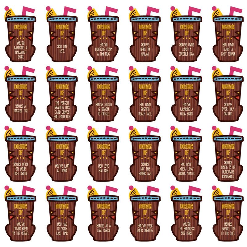 Big Dot of Happiness Drink If Game - Tiki Luau - Tropical Hawaiian Summer Party Game - 24 Count, 2 of 5