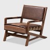 Rovelyn Faux Leather Walnut Finished Wood Lounge Chair Brown - Baxton Studio - 3 of 4