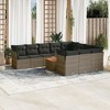 vidaXL 11 Piece Patio Sofa Set with Cushions Gray Poly Rattan - 6x Middle 4x Corner Table - 2 of 4