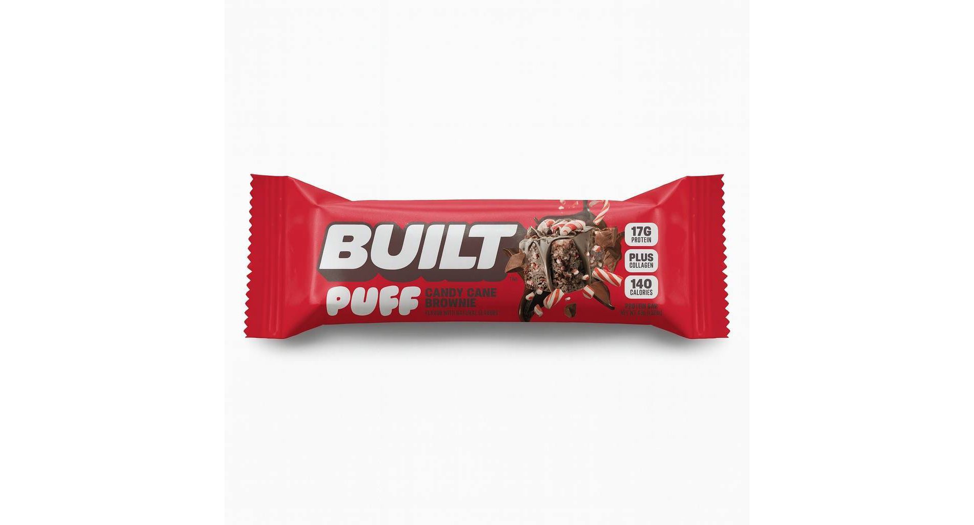 Built Bar Candy Cane Brownie Protein Bar - 17g Protein - 1.52oz
