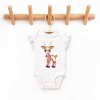 Watercolor Reindeer Bubblegum  - Flutter Sleeve Bodysuit - 3 of 3