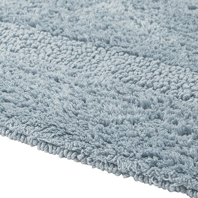 Lux Blue Cotton Tufted Reversible Bath Rug Set