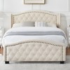 Homhougo Queen Size Upholstered Platform Bed Frame with Tall Headboard 47.2" Beige - 4 of 4