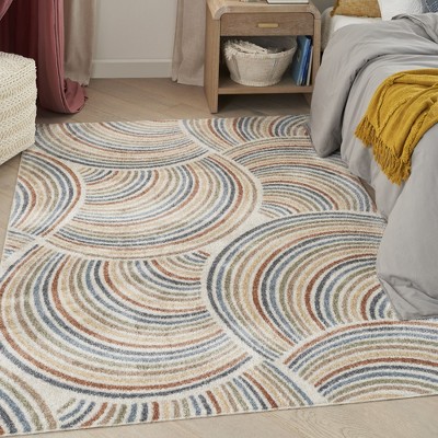 Multicolor Abstract Rectangular 4' x 6' Synthetic Rug