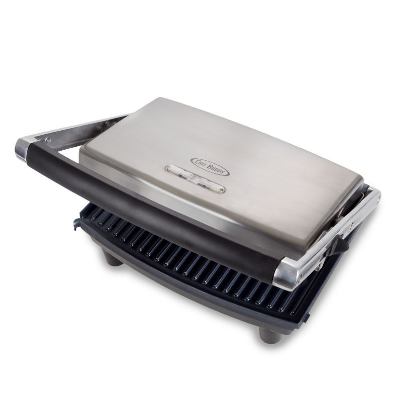 Hastings Home Panini Press Grill and Gourmet Sandwich Maker for Healthy Cooking - 10" x 12", Brushed Steel, 3 of 6