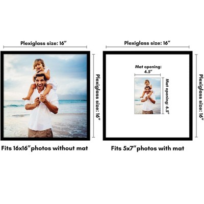 Black 16x16 Picture Frame with Oversized Mat
