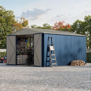 COZONY 10x12 FT Metal Storage Shed, Large Outdoor Shed w/ Cross