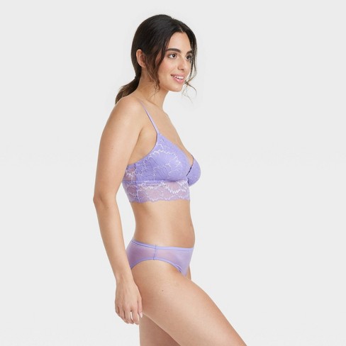 Women's High Cut Lace Bikini Underwear - Auden™ Plum Purple : Target