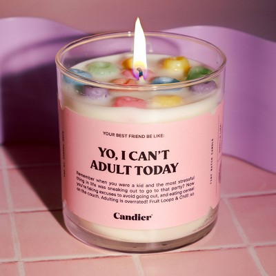 Pink Scented Soy Wax Candle with Cereal Design