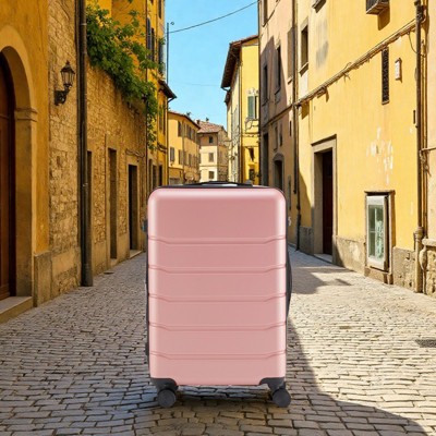 FURNIinspire Luggage 24 Inch Hardside Luggage Expandable Travel Business Suitcase, Hard Shell Lightweight Roller Suitcase, Pink, 10.83"*17.32"*26.38"