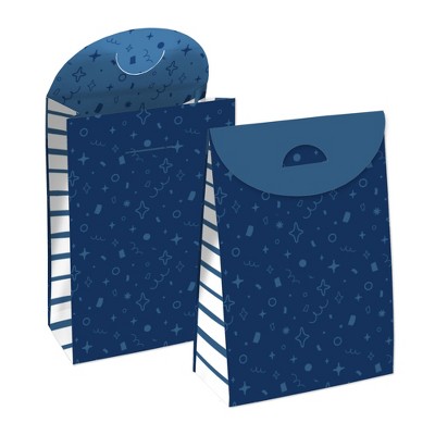 Big Dot of Happiness Navy Confetti Stars - Simple Gift Favor Bags - Party Goodie Boxes - Set of 12