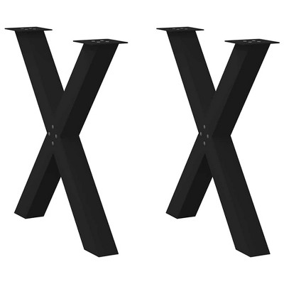 vidaXL Dining Table Legs X-Shape Steel Black 80x72 cm Adjustable Foot Customizable