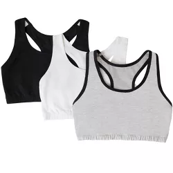 Fruit Of The Loom Women's Tank Style Cotton Sports Bra 3-pack Heather Grey  With Black/white/black 36 : Target