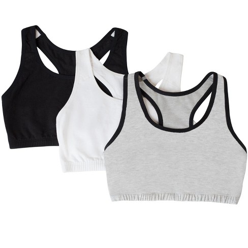 Fruit Of The Loom Women's Tank Style Cotton Sports Bra 3-pack Heather Grey  With Black/white/black 34 : Target
