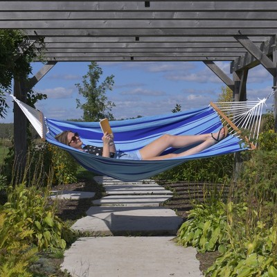 Island Breeze Blue Cotton Double Spreader Bar Hammock