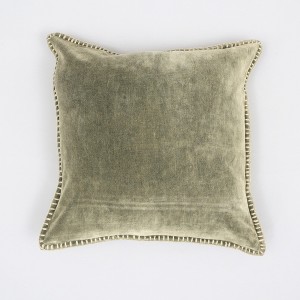 Chery Life Stonewashed Cotton Velvet Throw Pillow with Decorative Handstiched Edges-19X19" - 1 of 4