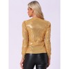 INSPIRE CHIC Women's V Neck Long Sleeve Party Metallic Sparkly Sequin Top - 3 of 4