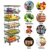 DOMETOUR Fruit Basket Rack for Kitchen Vegetable Organizer and Storage, Stackable Metal Wire Basket Stand Cart with Wheels - 2 of 4