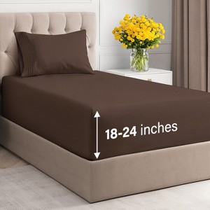 Extra Deep Pocket 4 Piece Sheet Set - Soft Bed Sheets, Fits 18"-24" Mattresses - CGK Linens - 1 of 4