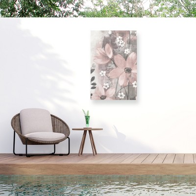 Silvia Vassileva Floral Symphony Blush Gray Crop I Outdoor Canvas Art