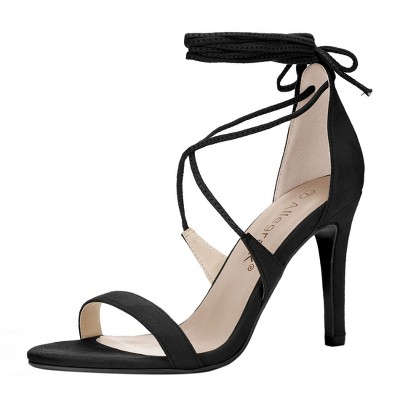 Allegra K Women's Solid Open Toe Lace Up Stiletto Sandals