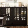 HDZNVF Black Buffet Cabinet with Double Glass Doors and Drawer, Modern Wooden Storage Sideboard Cupboard, Black - 4 of 4